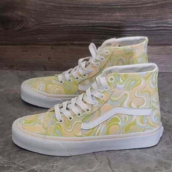 New Vans Sk8 Hi Tapered Lime Green White High Tops Skate Sneakers Casual Rave - Picture 6 of 10